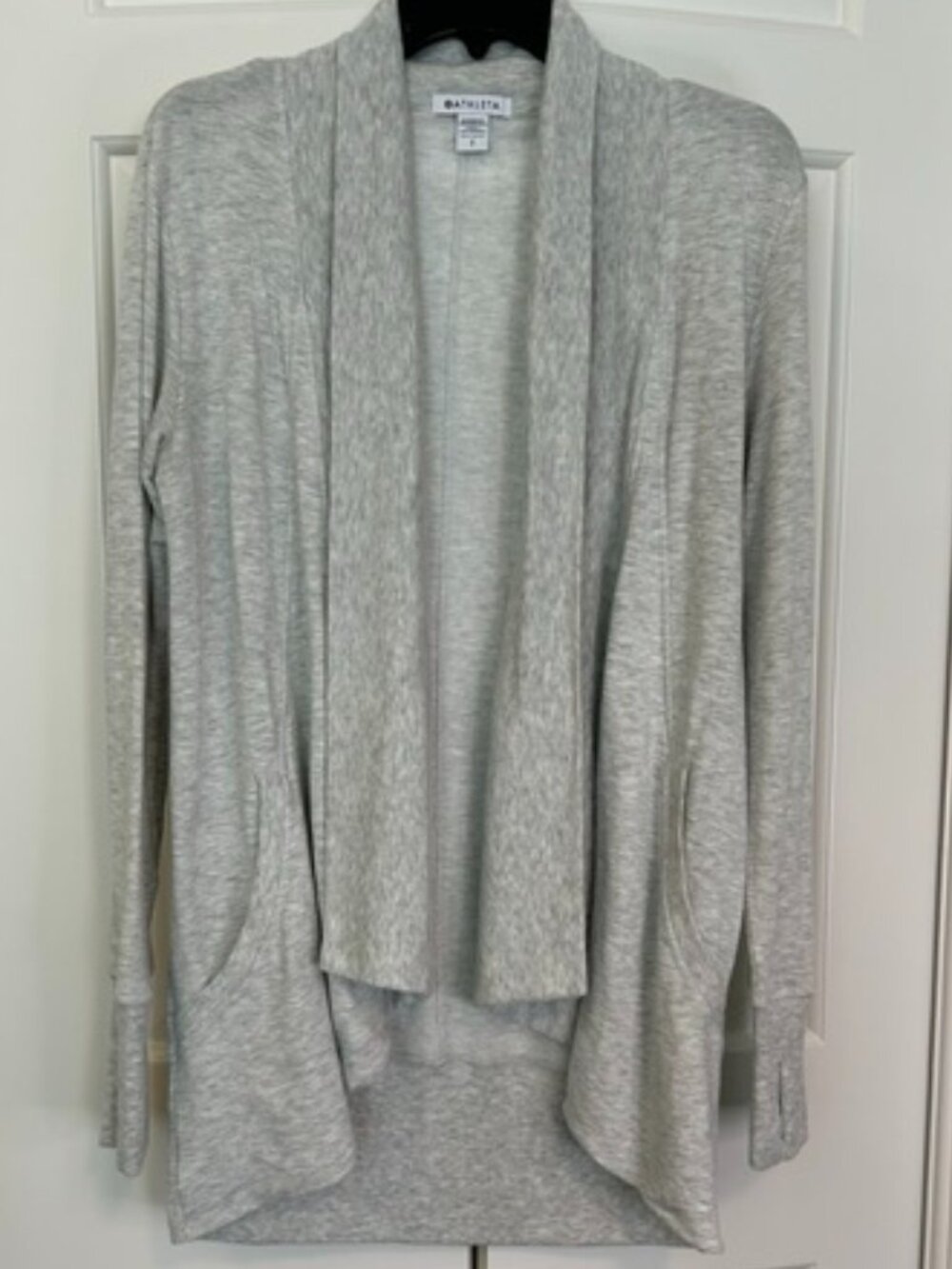 Athleta Pranayama Wrap Open Front Cardigan Heathered Grey Small 1169